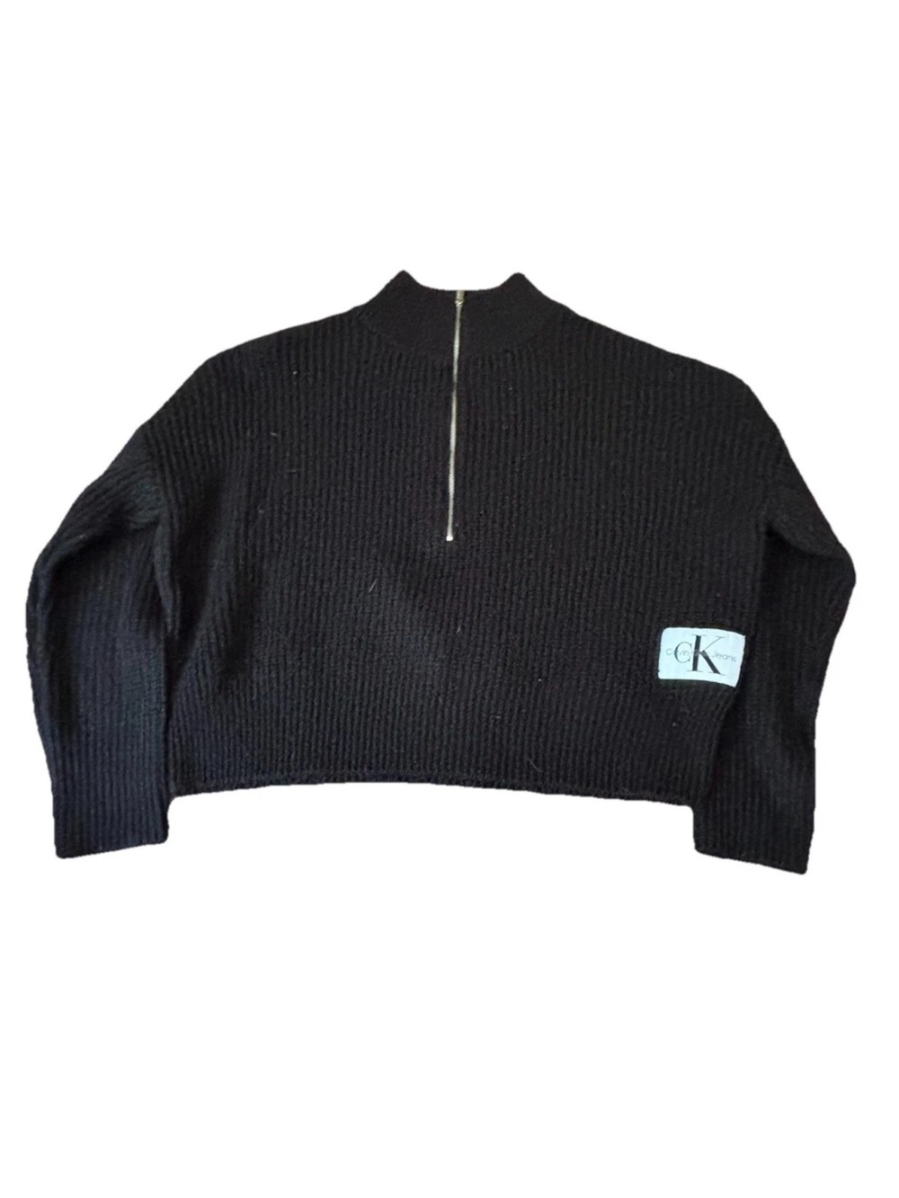 Calvin Klein Jeans Black Ribbed Half-Zip Pullover